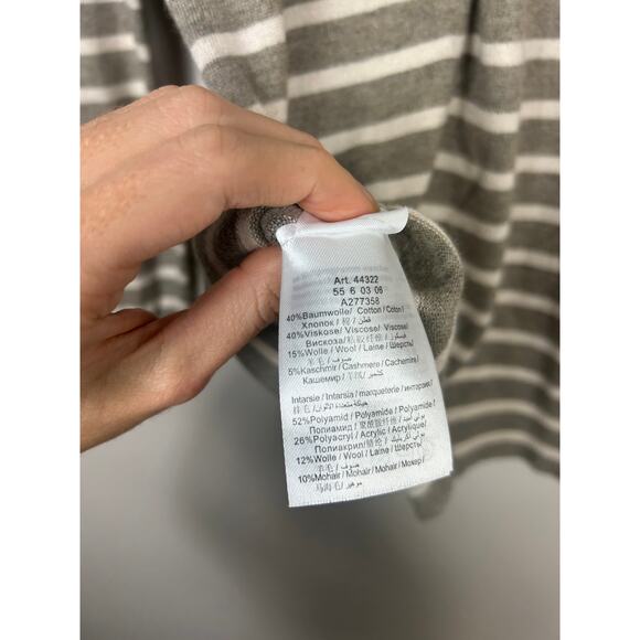 Oui Wool Cashmere Blend Striped Mouse Sweater Gray Sz 6 Parisian - Picture 6 of 8